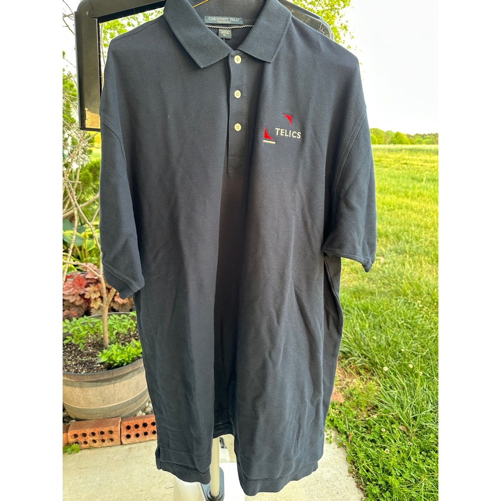 Chestnut Hill Performance Men's size 3XL Black Cotton Polo Shirt Telics Logo NWT
